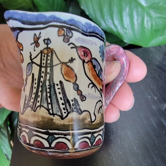 Hand painted nature scene mini ceramic pitcher from Portugal😍 - Picture 3 of 6